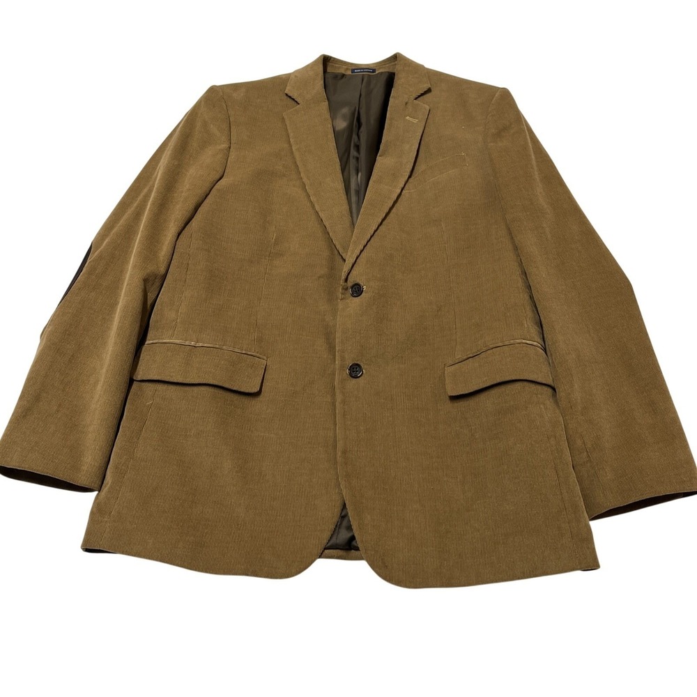Stafford Blazer Mens 44L Brown Corduroy Elbow Patches Classic Fit Jacket Office